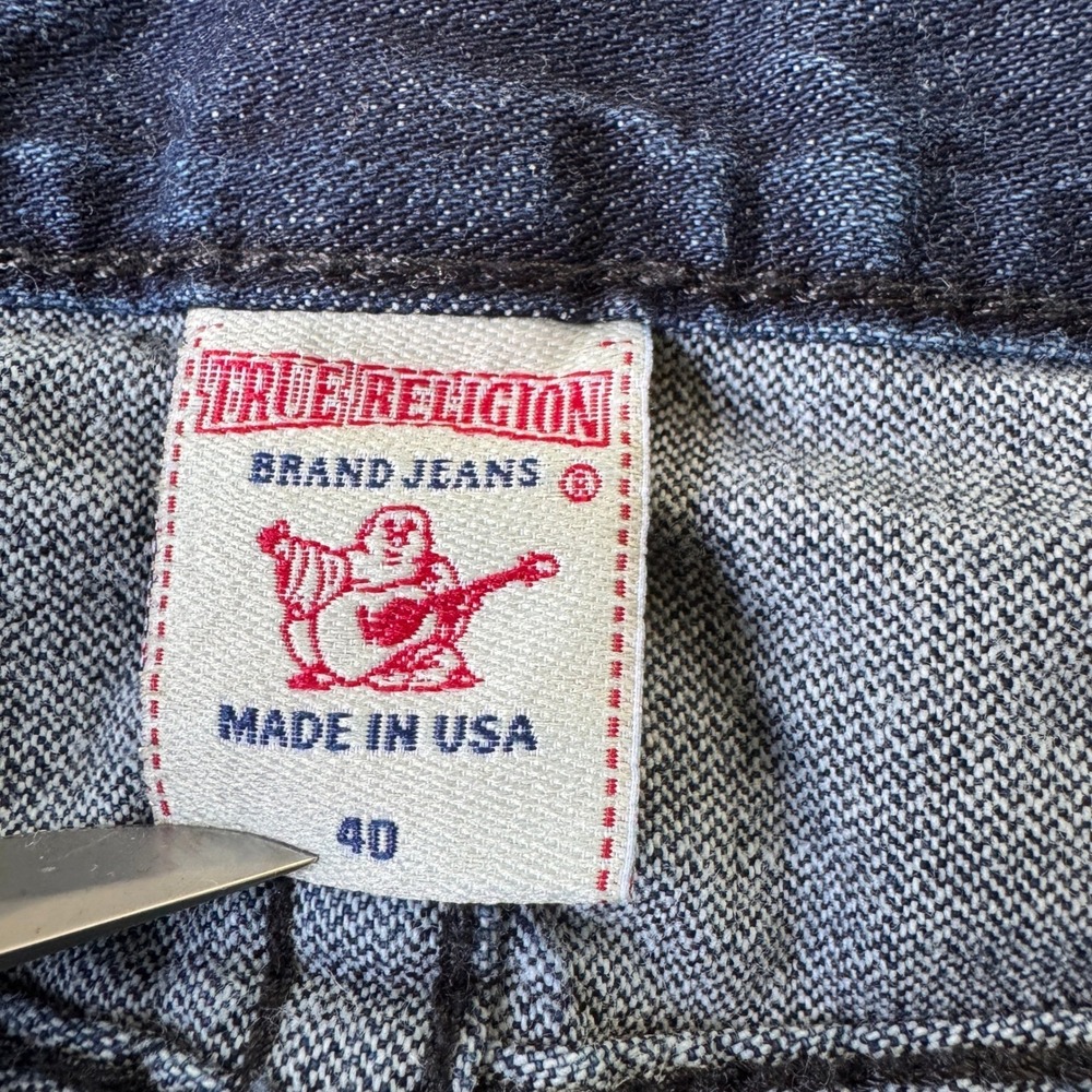 True Religion Ricky Super T Mens Jeans Size 40 Dark Wash Straight Flap Pocket - Picture 4 of 11
